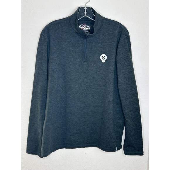 Marine Layer Weekend Sport Pullover Mens Large Gray Quarter Zip Stretch Athletic - Picture 1 of 9